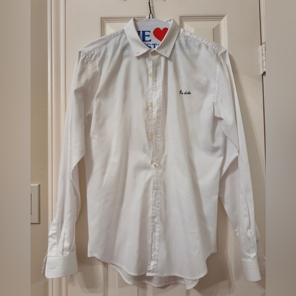 White Men's Shirt by Maison Labiche with “the dude” embroidered